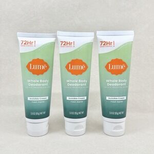 3x Lume Whole Body Deodorant Invisible Cream Fresh Alpine NEW Set Of Three